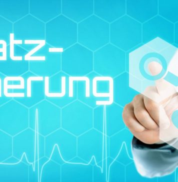 Illustration zur stationären Zusatzversicherung: Arzt wählt digitale Gesundheitsicons wie Herz, Spritze und Analyse aus – Symbol für erweiterte Leistungen, Komfort und Wahlfreiheit im Krankenhaus.